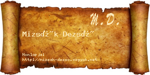 Mizsák Dezső névjegykártya